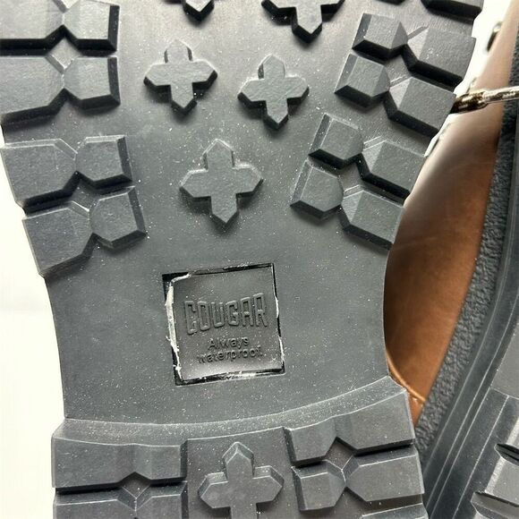 Cougar Brown Waterproof Leather Faux Fur Lace-Up Combat Boots Size 6.5-7** - Picture 11 of 15